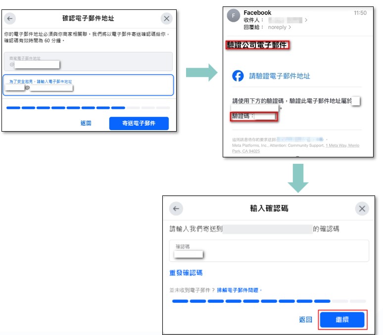 確認電子郵件與商家相關聯